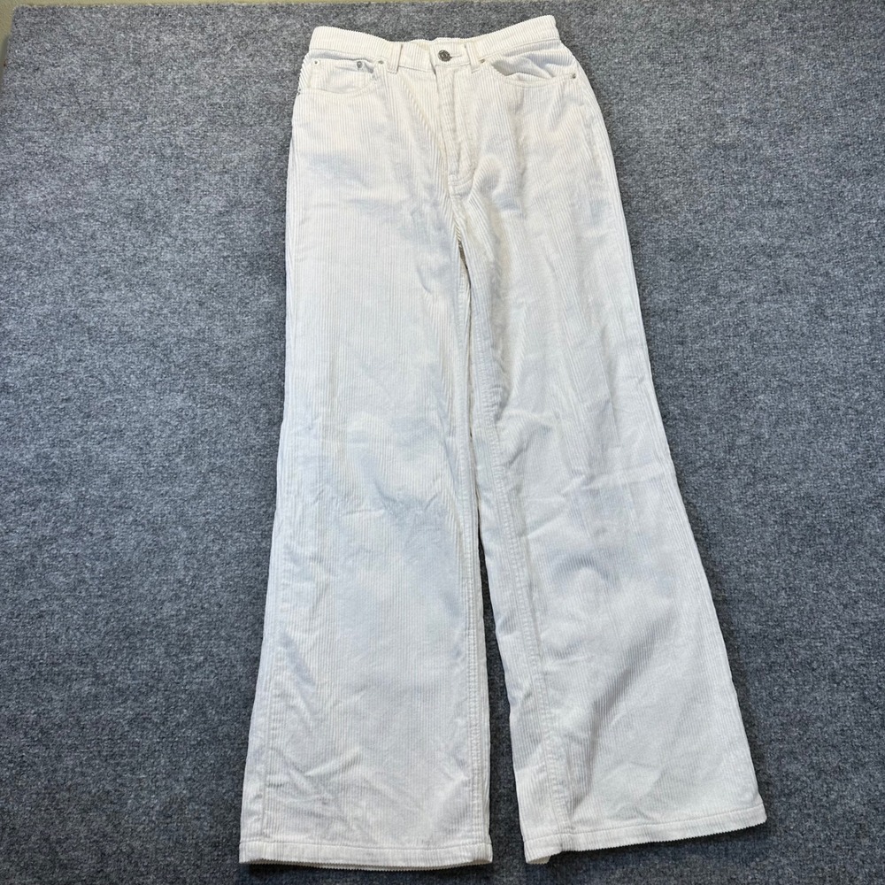 BDG Corduroy Pants Women 26 Cream High & Wide Leg Retro Boho